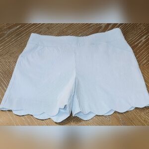 Versona Seersucker Shorts Scalloped Hem Size 10 Blue & White Preppy